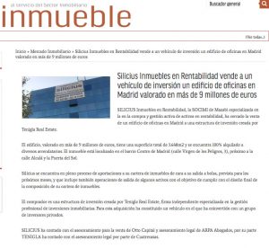 Silicius Inmuebles en Rentabilidad vende a un vehículo de inversión un edificio de oficinas en Madrid valorado en más de 9 millones de euros | Inmueble