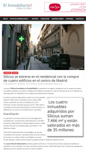 Silicius se estrena en el residencial con la compra de cuatro edificios en el centro de Madrid | El Inmobiliario